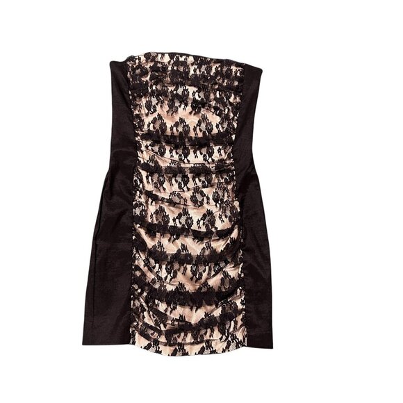 Jessica McClintock for Gunne Sax Vintage Black Lace Strapless Dress Size 5 - Picture 1 of 8